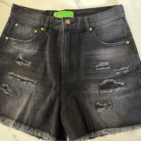 SR vs Sandrine Rose Black Denim Raw Hem Bermuda Shorts - Picture 7 of 7